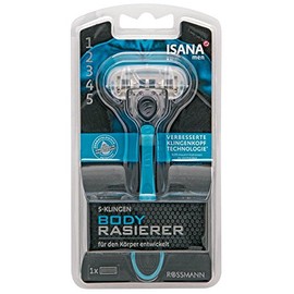 ISANA Men Body Razor 1 Razor + 1 Razor Blade 5 Blades Designed for the Body Improved Blade Head Technology Helps Avoid Skin Irritation, Dermatologically Tested
