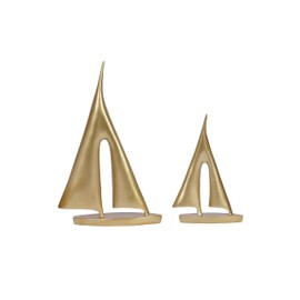 2 Pack Gold Sailboat Decor for Home Modern Sculpture Decorative Objects Home Decor Gold Accent Decor Boat Statue Nautical Figurine Decoration for Living Room Bookshelf Shelf Table Office