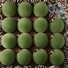 Liliful 15 Pcs Velvet Christmas Balls Bulk Flocked Christmas Tree Ball Ornaments Plastic Balls Xmas Decorative Hanging Ornaments Christmas Tree Decoration (Green,2.36 Inch)