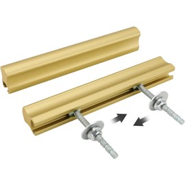 goldenwarm 5 Pack Adjustable Gold Cabinet Handle,Drawer Pulls 1-3/8" to 4" (35-102mm) Adjustable Double Hole Kitchen Cabinet Handles, Brushed Brass Adjustable Cabinet Pull Kitchen Cupboard Handles