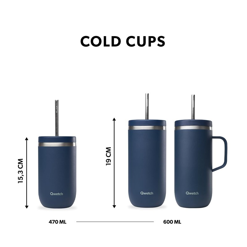 QWETCH - Cold Cup 600ml with Handle and Straw -