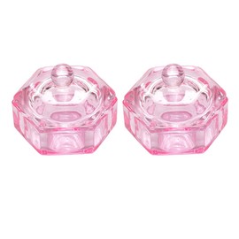 ccHuDE 2 Pcs Glass Crystal Cup Monomer Dish with Lid Liquid Powder Dish Cups Gel Polish Mixing Jars for Nail Art Manicure Care Tools