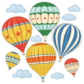 DECOWALL DS-8011 Colourful Hot Air Balloons Kids Wall Stickers Wall Decals Peel and Stick Removable Wall Stickers for Kids Nursery Bedroom Living Room (Small)
