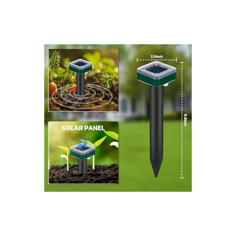 12 Pcs Tirgo Mole Repellent Solar Powered for Lawns Snake