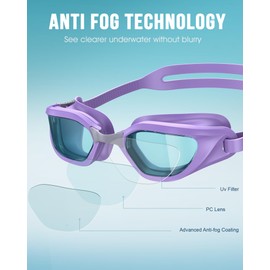 Zeligerstar Swimming Goggles, Goggles Swimming Adult with 3 Sizes Nose Bridges, Anti-Fog UV Protection No Leaking Adjustable Swim Goggles for Men Women Junior