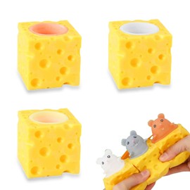 3 Pieces Cheese Mice Cups, Squishy Toy, Anti-Stress Toy Adults, Anti-Stress Toy, Anti Stress Cup, Stress Relief Toy, Squeeze Toys, Funny Squeeze Toy, Squishies Mice Joke Item