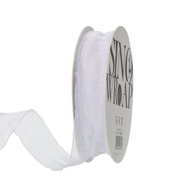 MECCANIXITY 1 Inch Wide Sheer Wired Organza Ribbon Pastel Shimmer Chiffon Ribbons White 20 Yard Lotus Leaf Edge for Gift Wrapping Bouquet Wedding Bows