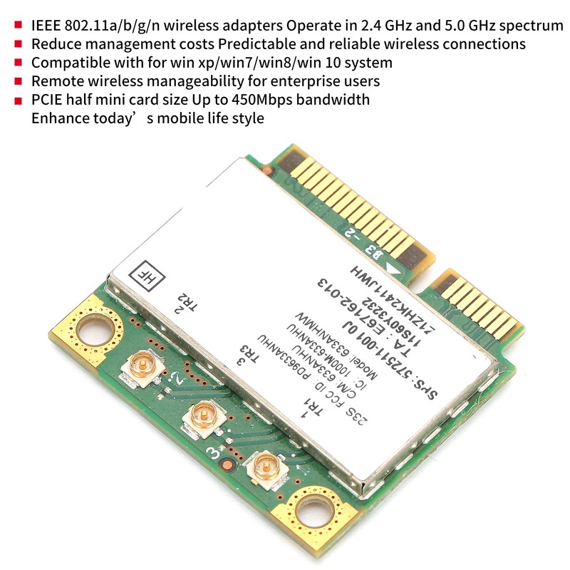 Wireless Network Card 450Mbps Mini PCIE WiFi Card 2.4G/5G for
