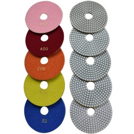 Konfor Wet Diamond 5 inch Polishing Pads 5 Packs for Granite Marble Travertine Concrete Quartz Terrazzo Renew