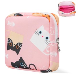 Likesing Period Bag Pouch, Canvas Sanitary Napkin Storage Bag for Girls Womens, Portable Sanitary Napkin Period Pad Pouch for Purse, Small Make Up Bags(5170, Pink)