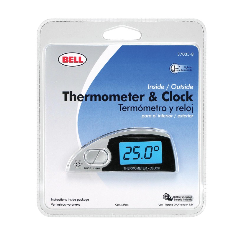 Bell Automotive 22-1-37035-8 Inside-Outside Thermometer and Clock, Displays Inside and