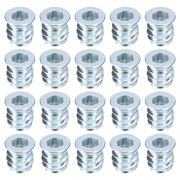 uxcell 100Pcs Threaded Inserts, M6-1x13 Zinc Plated Carbon Steel Hex