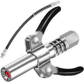 Grease Gun Coupler Double Handle, Upgrade 12000 PSI Grease Gun Tip Ends Couplers with 30cm Hose, Quick Locking Release Grease Compatible with All Grease Guns 1/8" NPT Fittings