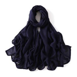 Piewag Viscose Hijab Scarf for Women Muslim Cotton Jersey Hijab Head Wrap Scarves Fashion Long Scarf Shawls Navy Blue