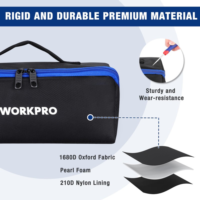 WORKPRO Tool Bag, 10" Wide Mouth Utility Tool Bag with