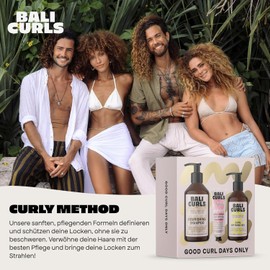 Bali Curls Set - Nourishing Shampoo (250 ml), Curl Defining Gel (150 ml) & SOS Protein Treatment (20 ml) - Care Set for Nourished, Strong & Defined Curls