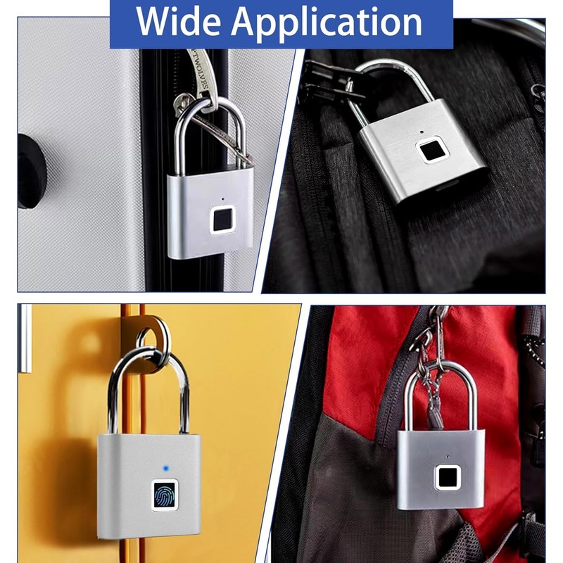 UMIKSMART Fingerprint Padlock, Keyless Biometric Smart Lock with USB-C Rechargeable