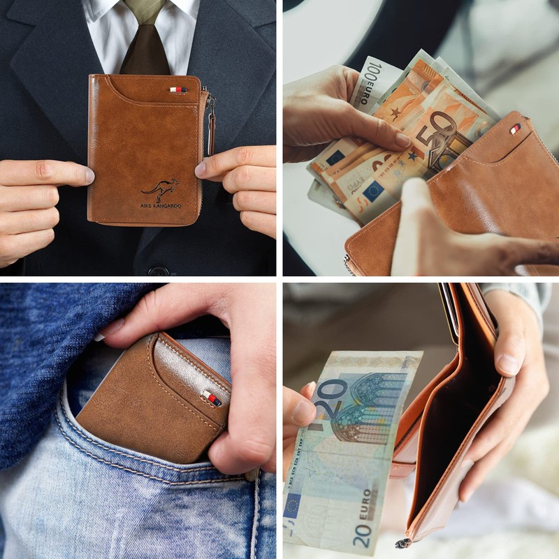Sevitini Men's Leather Wallet, Genuine Leather Wallet with RFID Protection,
