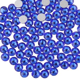 BEADSLAND Beadsland 576pcs Flat Back Crystal Rhinestones Round Gems for Nail Art and Craft Glue Fix, Sapphire, SS30,6.3-6.5mm