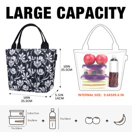 Aosbos Lunch Bag Women - Leakproof Insulated Lunch Bags for Adult Lunch Box for Women Lunch Tote Bag Lunch Cooler Bags Lunchbox Bag, Loncheras Para Mujer for Work Travel Picnic Gym, Tulip