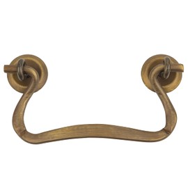 Victorian Antiqued Brass Drawer Bail Pull | Centers: 3" | Handle for Antique Cabinet Door, Dresser Drawer, Desk | Reproduction Furniture Hardware | UA-855-PAB