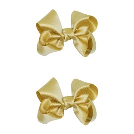 ZOONAI 3 Inch Baby Girl Hair Bows Clips Hairpin Headwear Little Teen Toddler Girls Kids Teens Toddlers Hair Accessories - Set of 2 (Gold)
