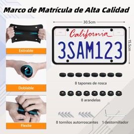 Porta Placas para Auto, 2 Pack Portaplacas para Auto, Cubre Placas De Silicona, Marco de Matrícula, Antióxido, Antiarañazos, Universal Soportes para MatríCula con Accesorios de Montaje