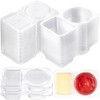 Reusable Condiment Containers with Lids,Double Compartment Transparent Snack Packs for
