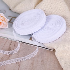 simarro 2PCS White Lace Ribbon Roll, Fabric Vintage Pattern Roll Ribbons Lace Trim Sewing Crafts Lace for Gift DIY Wrapping Dress Decoration Wedding(30 Yards)