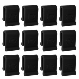 12pcs Dutch Oven Lid Protector Clips, Thickened Cookware Protectors for Stacking Bumper Protector Clips Silicone Replacement Pan Clips for Display and Storage Dutch Oven Pots (Black)