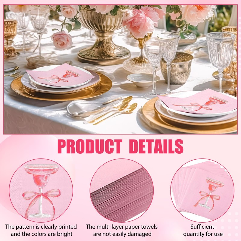 Janlaugh 200 Pcs Espresso Martini Paper Napkins with Bow Espresso