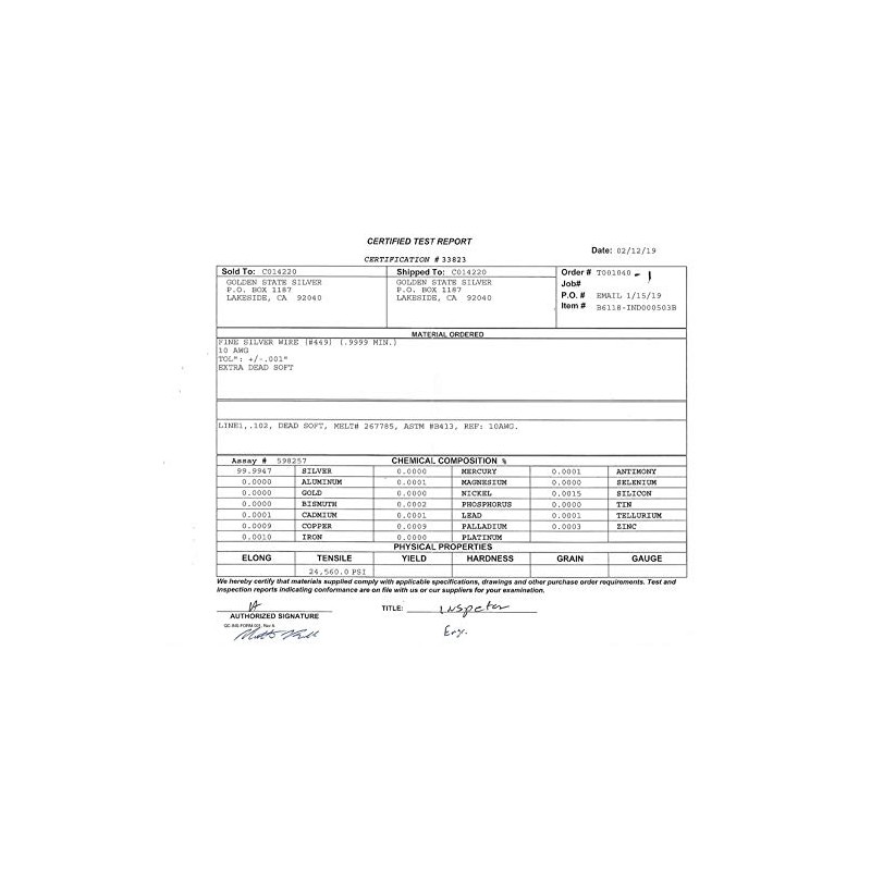 9999 Pure Silver 10 Gauge Wire - (2) 150mm Rods