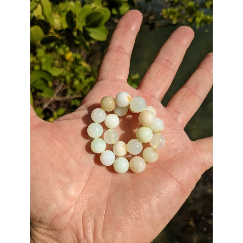 RAYON Green Opal Bead Bracelet Men Stretch 10mm 7, 7.5,