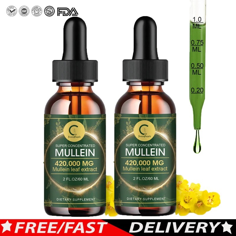 2 PACK Mullein Drops for Lungs, Detox and Cleanse Mullein