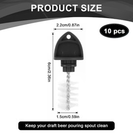 10 PCS Draft Beer Tap Plugs, Plastic Beer Tap Plug Cover, Bar Tag Cleaners for Draft Beers Cap Brush Kit Keg Taps Beers Faucet Cap Stoppers Cleaning Brushes for Restaurant Home Party Bar (Black)