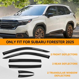 TIEZFUL Rain Guards Fit for Subaru Forester 2025 2026, Window Visors Deflectors fit for Forester Accessory 2025 2026,Tape-on Outside Mount Rain Guards Side Window Deflectors (6 Pcs)