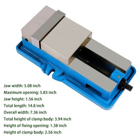 Timunr 5 Inch Accuracy Mill Vise without Base Heavy Duty Milling Machine Vise Fit for CNC, Milling Machines and Machining Centers