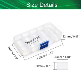 Yinpecly 2Pcs Component Storage Box 130x70x22mm Adjustable Divider 10 Grids Removable Compartment PP Organizer for Jewelry Beads Earring Container Tool Fishing Hook Small Accessories