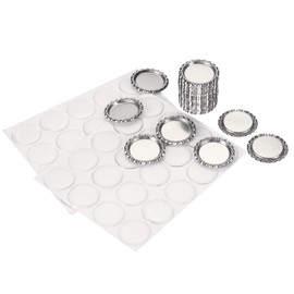 PATIKIL 40 Set Bottle Caps for Crafts, 1 Inch Double Sides Printed Craft Bottle Caps with Clear Resin Epoxy Stickers for DIY Craft Badge Making, Silver Tone