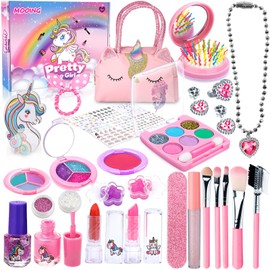 ENCOUN 32 Pieces Children's Make-Up Set Girls, Washable Children's Make-Up Set Girls, Safe Non-Toxic Vanity Case, Girls Toy for 4 5 6 7 8 9 10 Girls Christmas Birthday Gifts