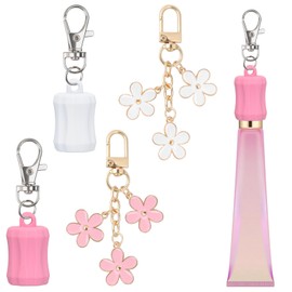 4PCS Lip Gloss Holder Keychain for Summer Fridays Flexible Silicone Lipgloss Lip Balm Holder Keychain Sleeve 0.55-0.7in Lip Balm Cap and Holder Set for Women Girl Keychains Portable Accessories