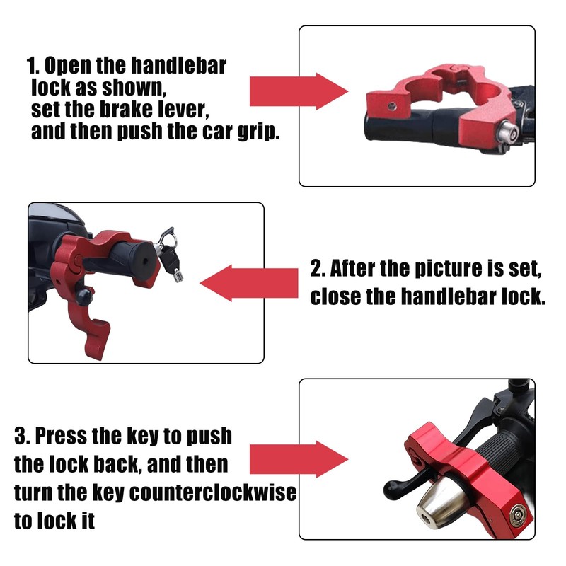 Motorcycle Handlebar Lock, Grip Lock, Brake Lever Lock, Scooter Brake