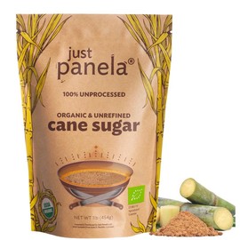 Just Panela Unrefined Cane Sugar - 1 Pound Pack - Sweeten Your Coffee with Natural Organic Cane Sugar - Unprocessed and Handcrafted Cane Sugar with Intact Natural Minerals - Jaggery Powder Flavor - Specification: 1lb