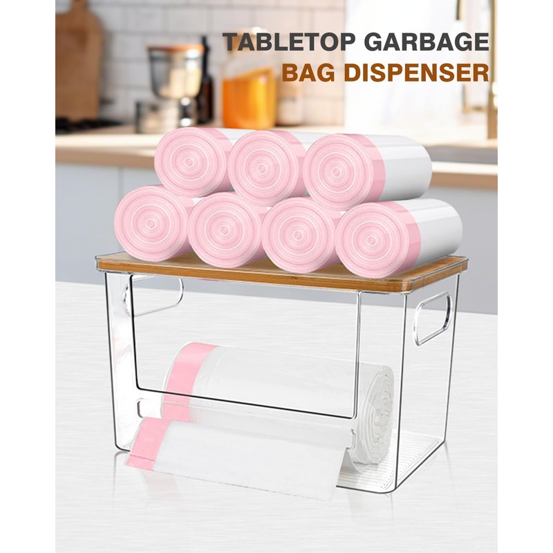 Trash Bag Dispenser 2 Pack, Acrylic Garbage Bags Dispenser with
