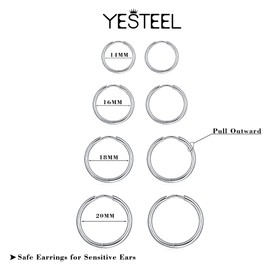 Sterling Silver Hoop Earrings for Women, Hypoallergenic Earrings for Women Multipack, Surgical Steel Titanium Earrings, Cartilage Earring, Stainless Steel Huggie Earrings, Small Hoop Earrings Jewelry