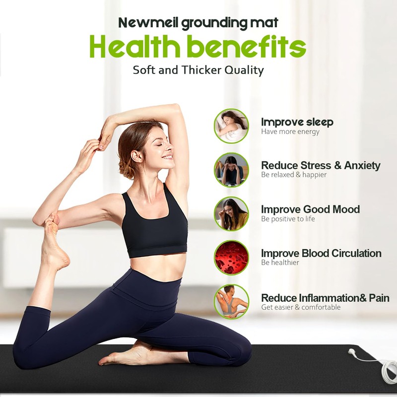 Grounding Mat for Sleeping, Carbon Leatherette Grounding Pad for Bed,