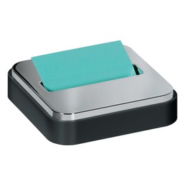 Post-it Note Dispenser with Post-it Pop-up Notes, Black Base with Steel Top, 1 Aqua Splash 3 in. x 3 in. Super Sticky Note Pad, Classroom or Office Supplies