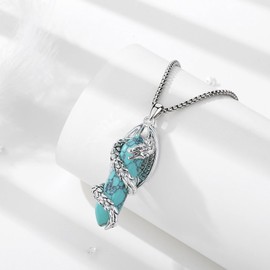 EUDORA Harmony Ball Dragon Necklace for Men and Women with Obsidian Pink Crystal, Vintage Dragon Necklace Pendant, Amulet Energy Jewellery Gift for Women Men, Chain 20 Inches + 24 Inches, Copper,