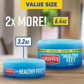O'Keeffe's for Healthy Feet Foot Cream - 6.4 oz Jar (2 Pack) - Guaranteed Relief for Extremely Cracked, Dry Feet, Repairing Skincare, Instantly Boosts and Retains Moisture Levels