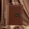 B6 Leather Journal Notebook with Combination Lock, Travel Refillable Ruled